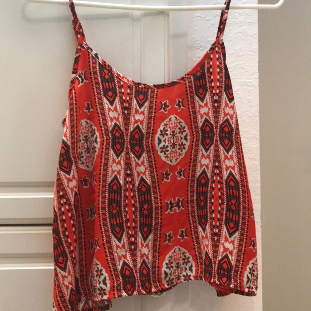 Red patterned tank top